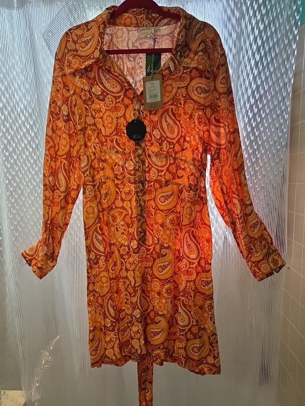 Joanie Clothing "Vanya" Dress In Orange Paisley, US 16, NWT